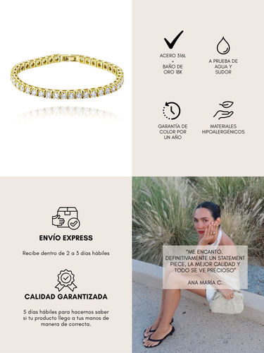 tennis bracelet - gold - pre venta