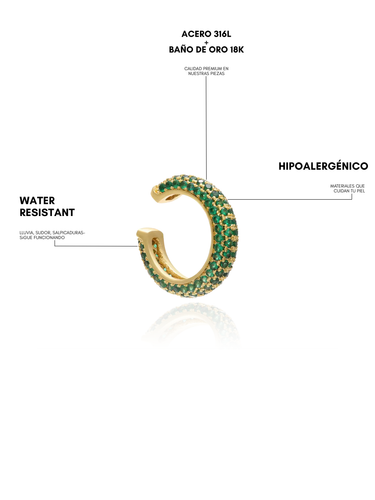 ZC PAVE EAR CUFF - green