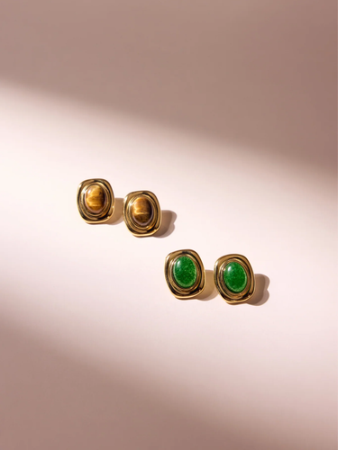 eye tiger - gold earrings