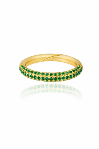 Pave green ring - ajustable