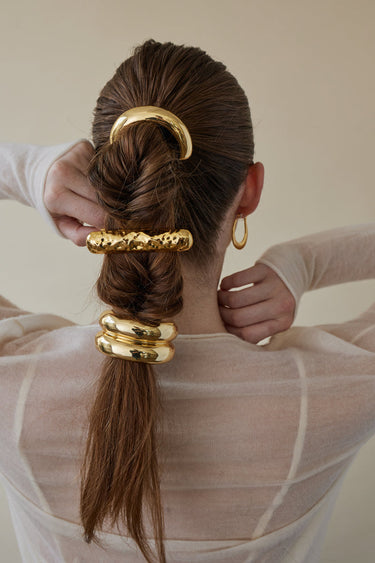 glossy hair cuff - gold